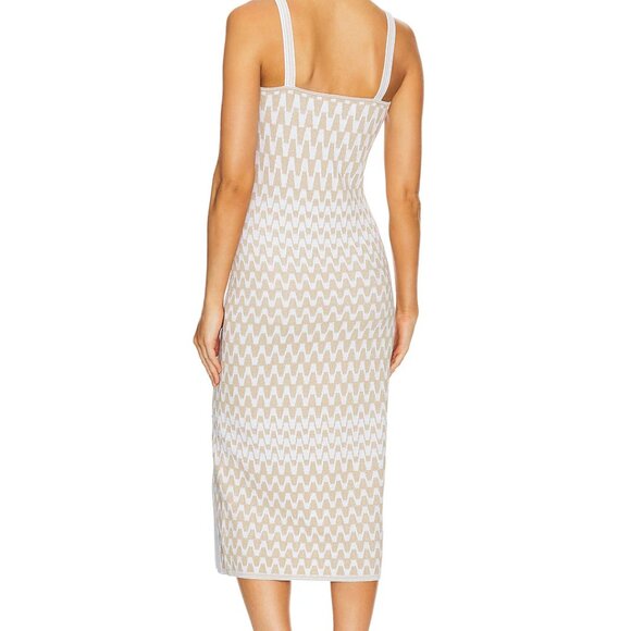 NWT$495 MILLY Sleeveless Intarsia Gradient Zig Zag Midi Tank Bodycon Dress S - Picture 6 of 16